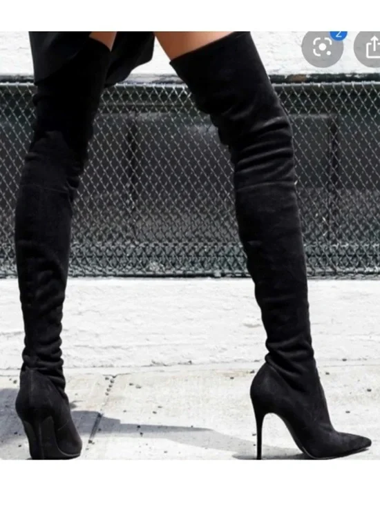 Steve Madden Dominique Women’s Black Over-the-Knee Stiletto Boots - Picture 2 of 6